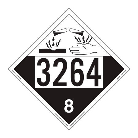 LabelMaster® ZEZ43264 Corrosive Placard, UN 3264, Removable Vinyl, 25/Pack